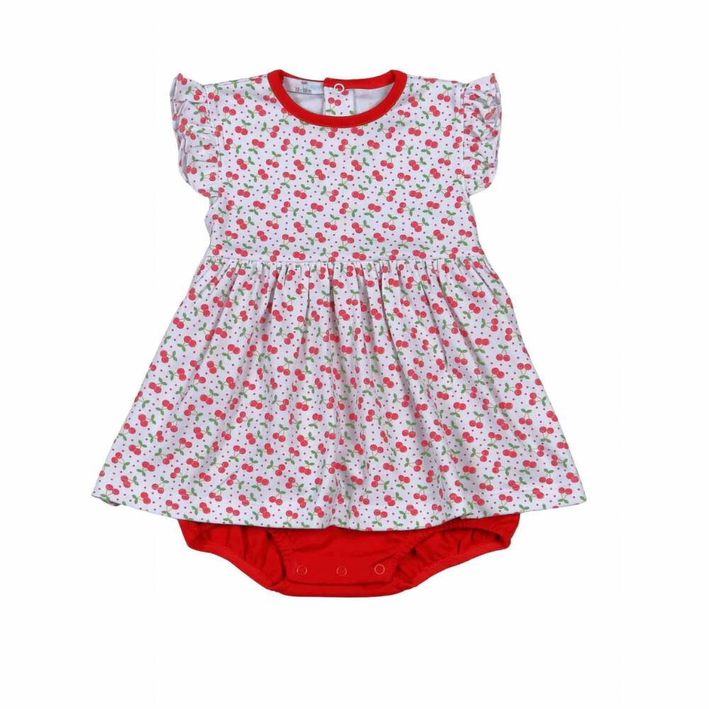 NEW BABY LOREN girl's sweet as cherries bubble dress in red